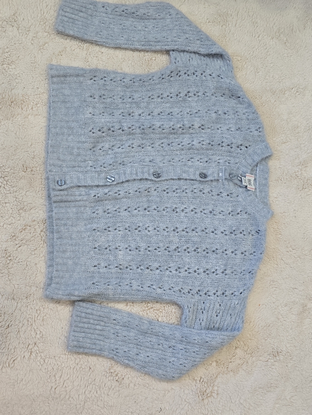 BDG Light Blue Openwork Knit Cardigan